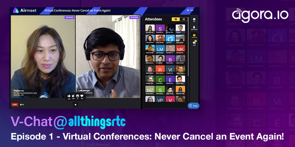 V-Chat@AllThingsRTC Blog Episode 1 - Virtual Conferences: Never Cancel an Event Again! Featured