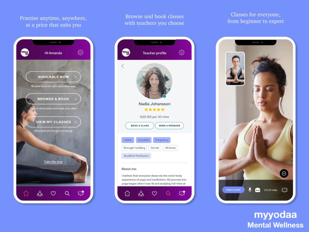 Myyodaa Yoga Marketplace is an app that connects yoga and meditation students with teachers across the globe, through personalized, live, one-to-one video classes.