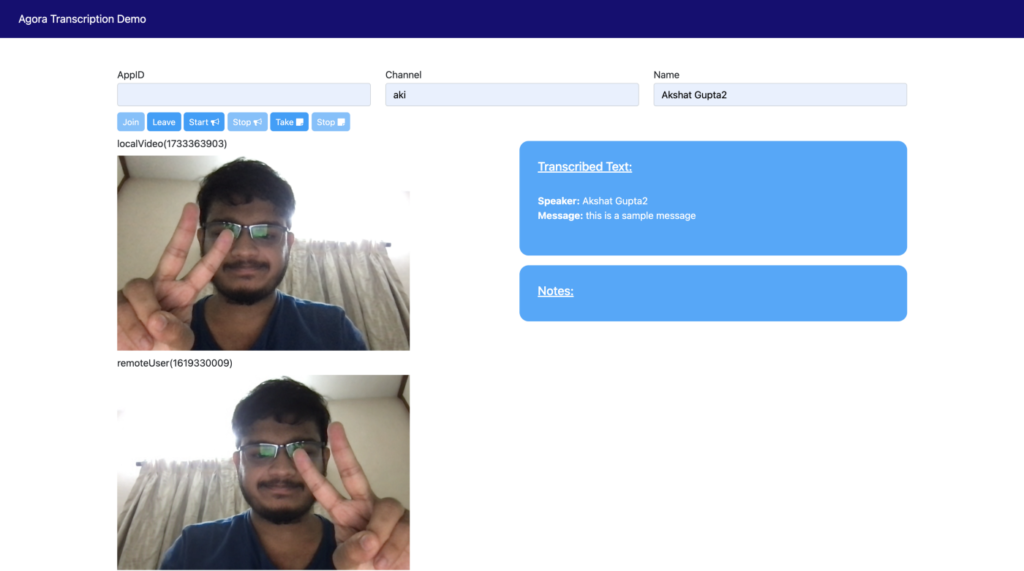 Building Your Own Transcription Service Within a Video Call Web App - Screenshot #6