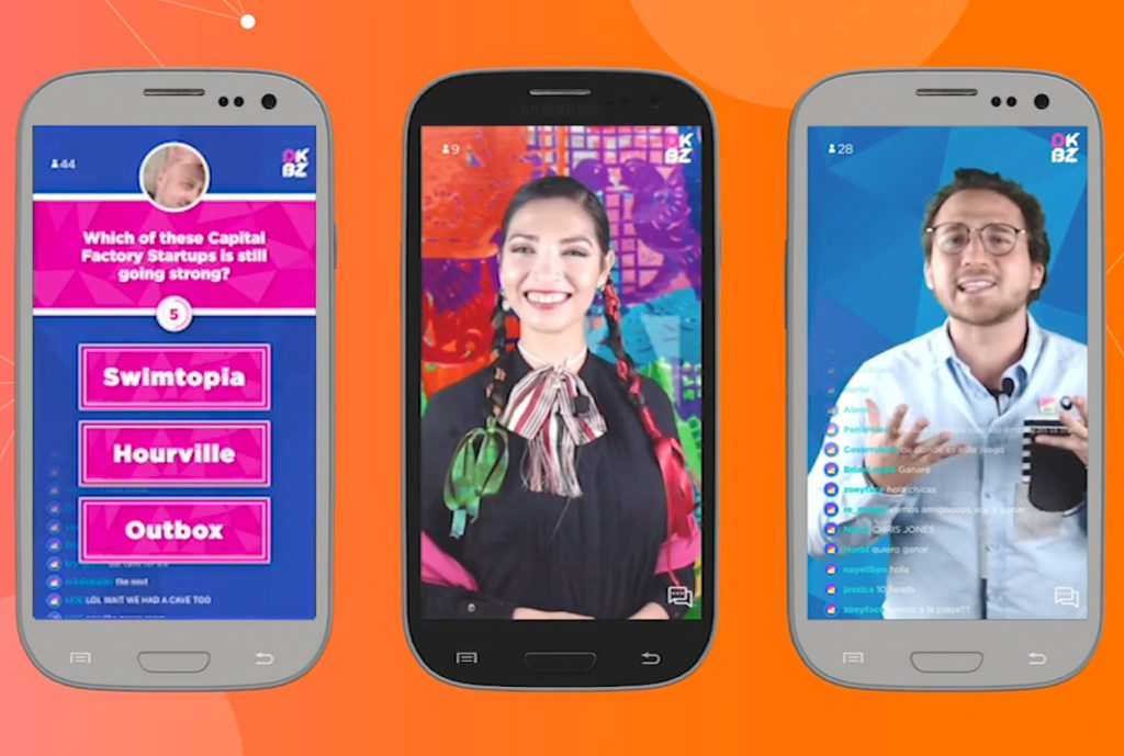 Live trivia games on De Kabeza platform displayed on three phones