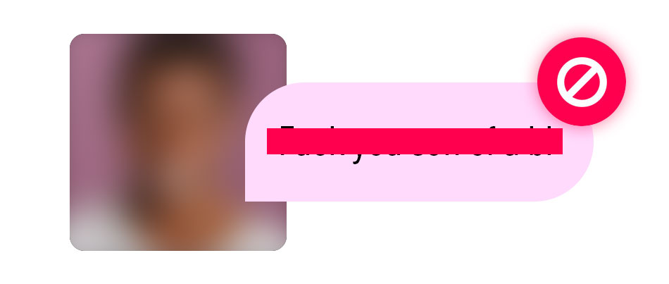 Graphic of a chat message with a blurry image