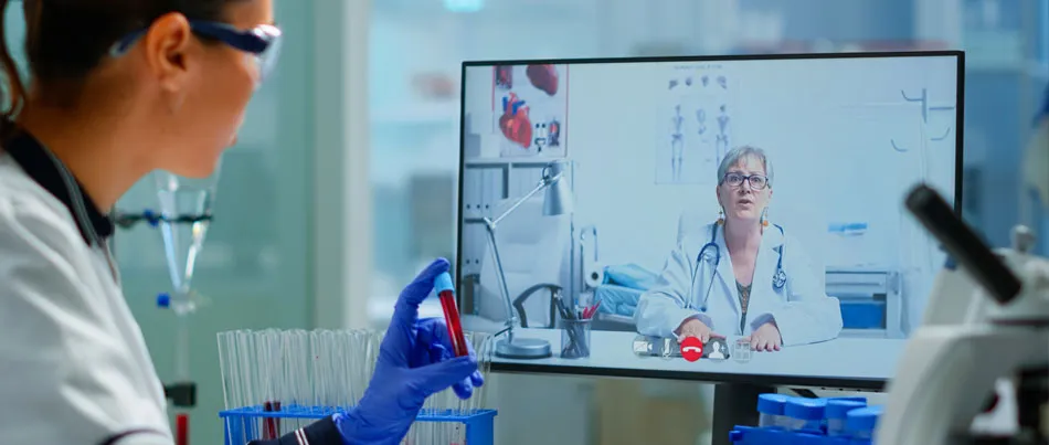 Chemists engaging during a video call