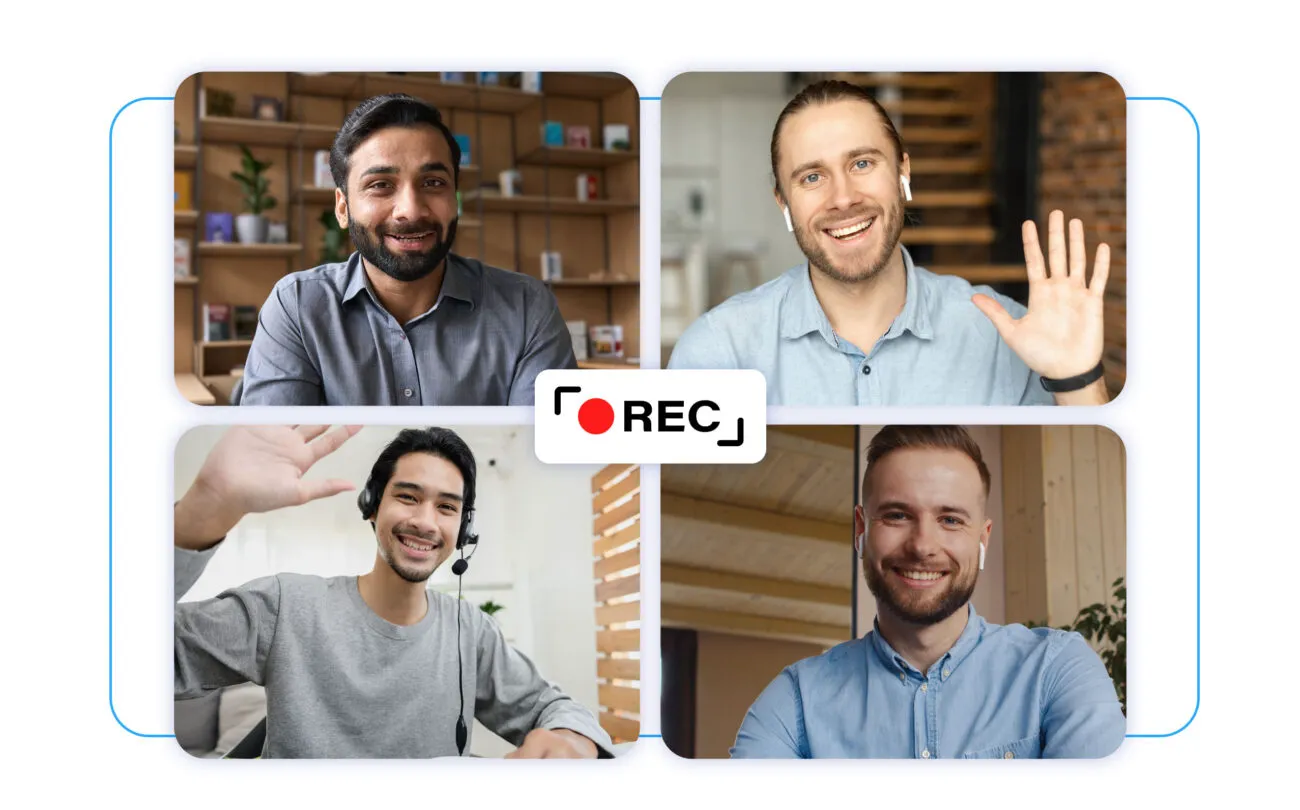 4 Men in a Video Call with Recording Enabled