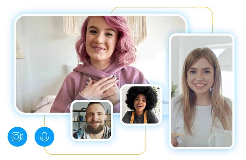 1 Man and 3 Women in a video call