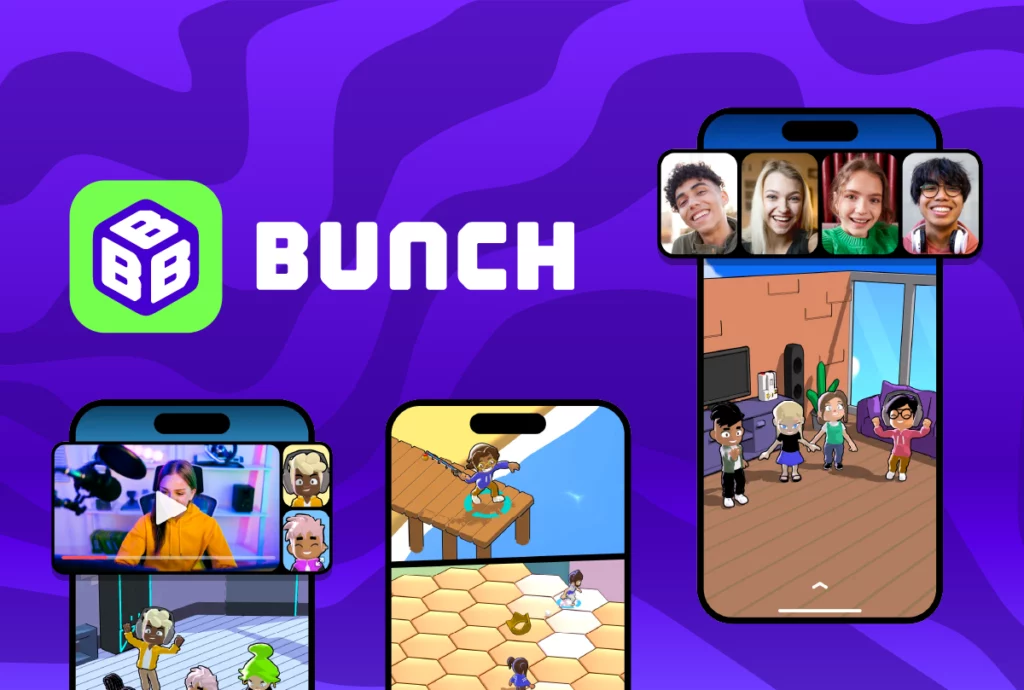 Screenshots of Bunch app on mobile phones