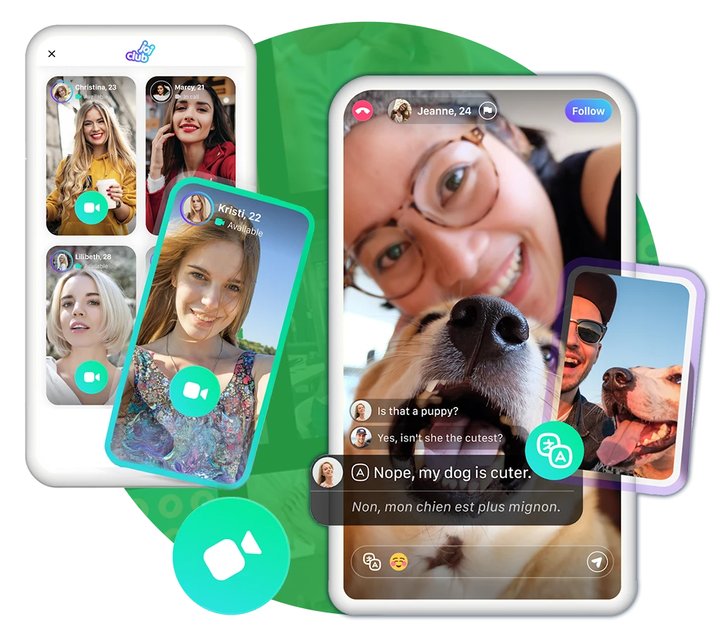 Screenshot of mobile phones showing multiple users engaging in video calls